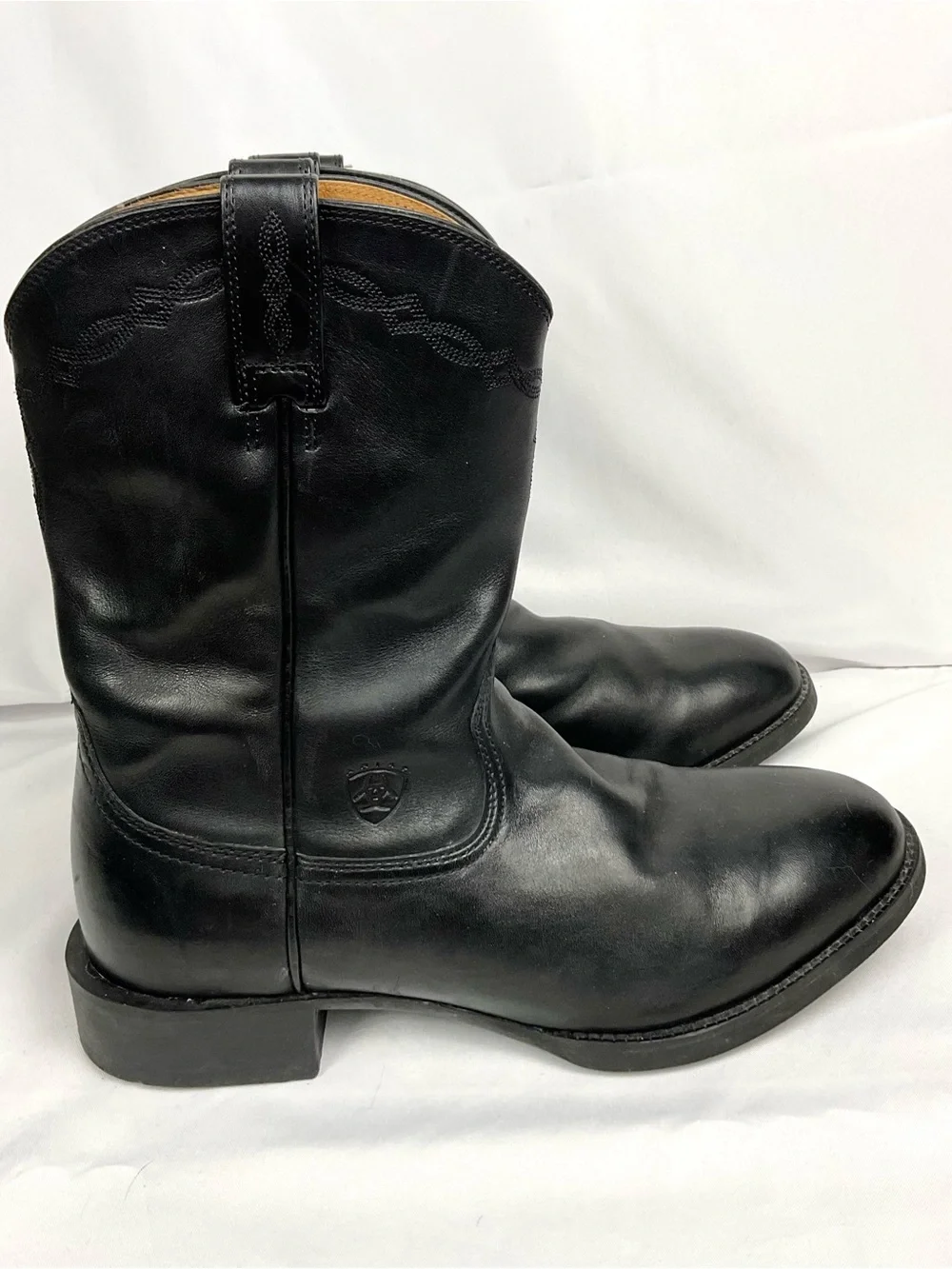 Ariat Heritage Roper Boots Leather Western Boots Men's Sz 10.5D Black Style 3501